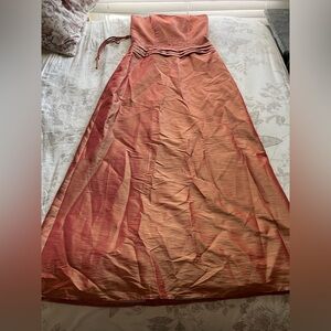 Christina Wu Orange Iridescent Beaded Strapless Maxi Dress 12 Prom Bridesmaid